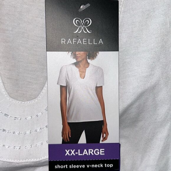 NEW Rafaella White Short Sleeve V Neck Top - Picture 7 of 7